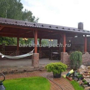 беседки из кирпича с мангалом барбекю