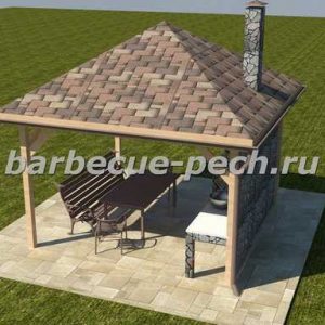 беседки из бревна с барбекю