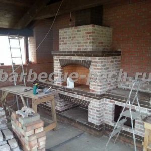 Беседка из кирпича с барбекю