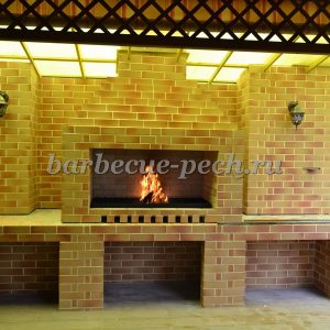 Летняя кухня под навесом с мангалом