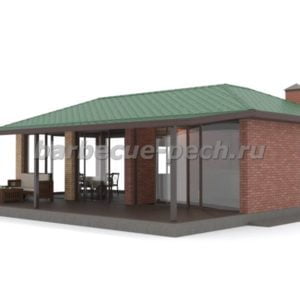 застекленной беседки с барбекю