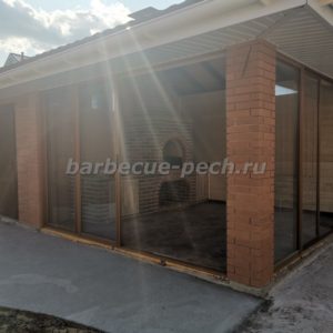 БЕСЕДКА С БАРБЕКЮ И ХОЗБЛОКОМ