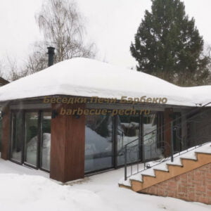 Зимняя беседка с камином