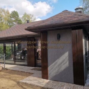 Зимняя беседка с камином